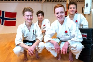 Alexander Aastveit, Eirik Dahle, Peter August Hatletvedt og Kristoffer Nygård traff hverandre i Bjørgvin karateklubbjpg